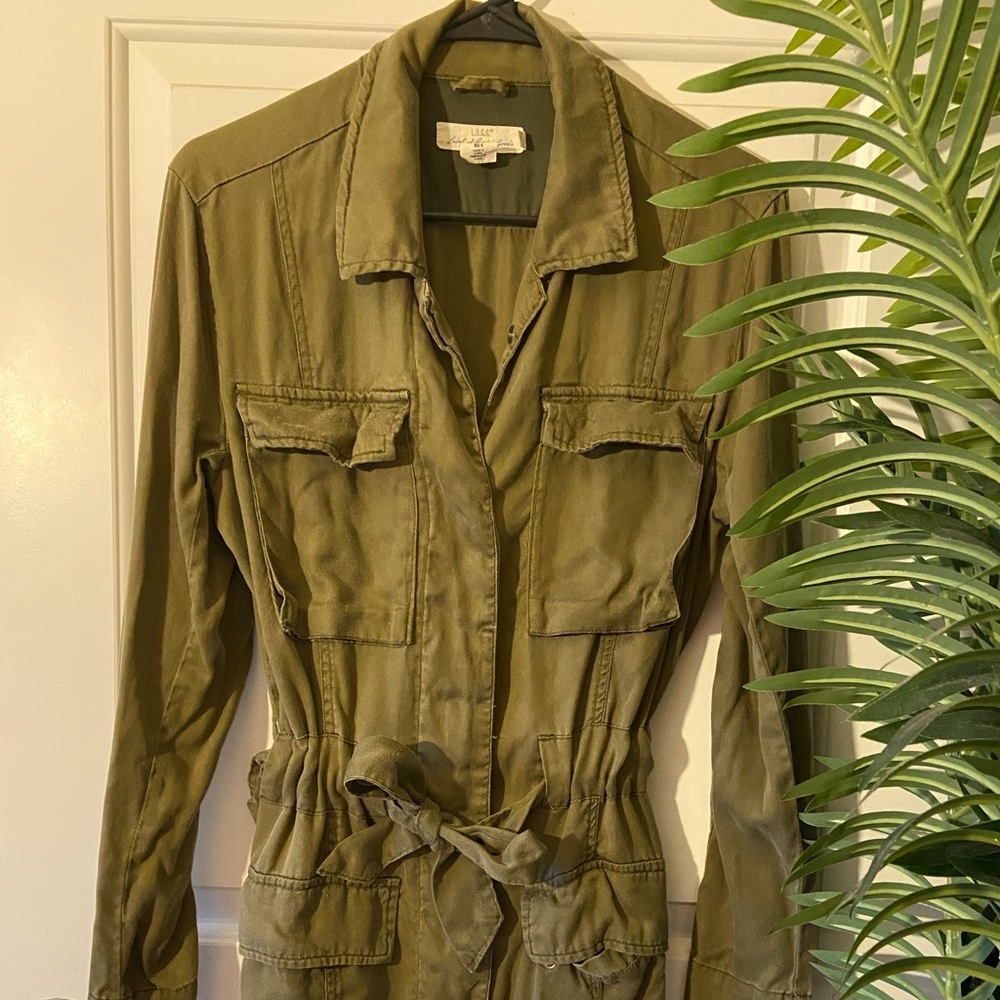 Army green trench coat